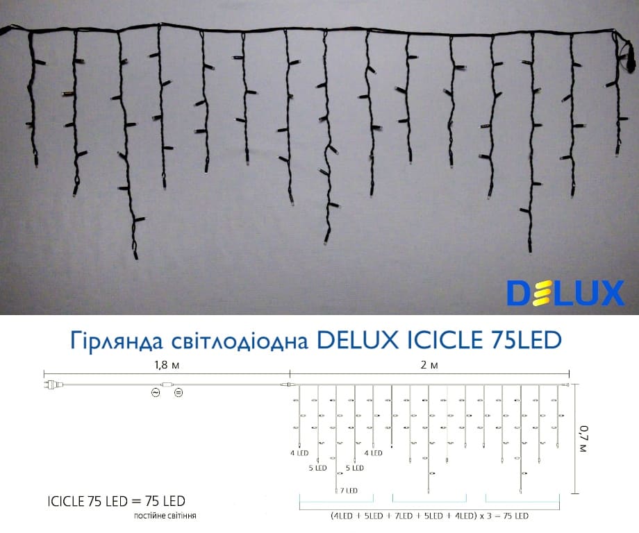    delux icicle 75led 2x0,7 ip44   (90020898)