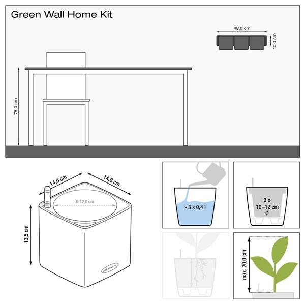  lechuza green wall home kit glossy   48x15x14 (13523)