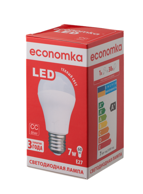   Economka LED A60 7W E27 2800K