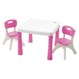 Набор: стол и 2 стула Step 2 KITCHEN TABLE & CHAIRS розовый 50x35x35/48x64x64 см