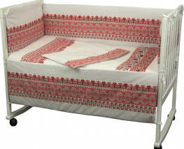 Фото комплект постельного белья + бортик в детскую кроватку руно бязь славяночка красный