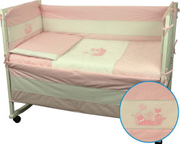 Фото комплект постельного белья + бортик в детскую кроватку руно бязь котята розовый