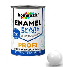 Эмаль акриловая Kompozit PROFI белая глянцевая 0,8л