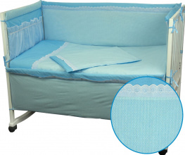 Фото комплект постельного белья + бортик в детскую кроватку руно бязь карапуз голубой