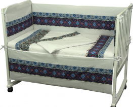 Фото комплект постельного белья + бортик в детскую кроватку руно бязь славяночка голубой